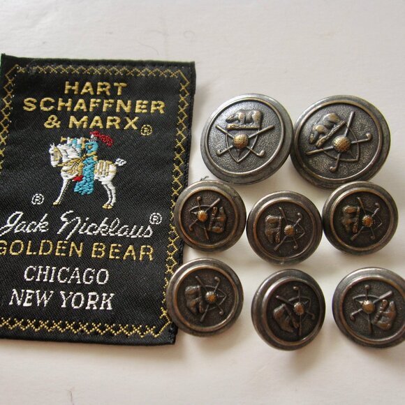 Hart Schaffner Marx x Jack Nicklaus Replacement 8 Button Set Golden Bear Bronze